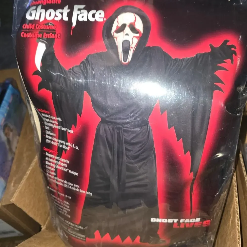 Ghost Face Bleeding Child Halloween Costume Med 8-10 Child NWT